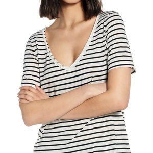 Nordstrom BP Raw Hem Neck T-Shirt Striped Medium